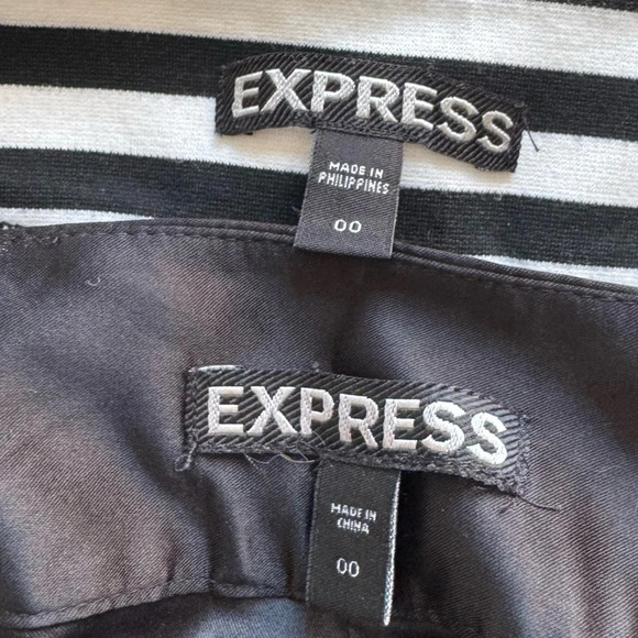 Express skirts silky satin black and black and white stripe pencil skirt 00 - Picture 2 of 9